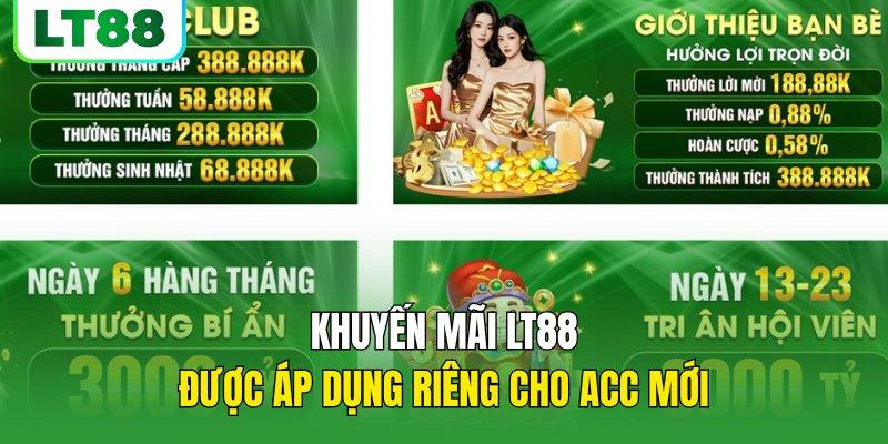 Khuyến mãi LT88 được áp dụng riêng cho acc mới